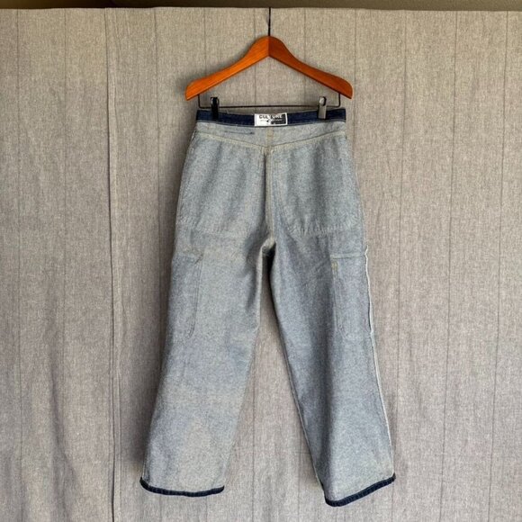 90s Vintage Culture 100% Cotton Dark Denim Rave Cargo Wide  Leg Jeans Size 31 - Picture 8 of 9